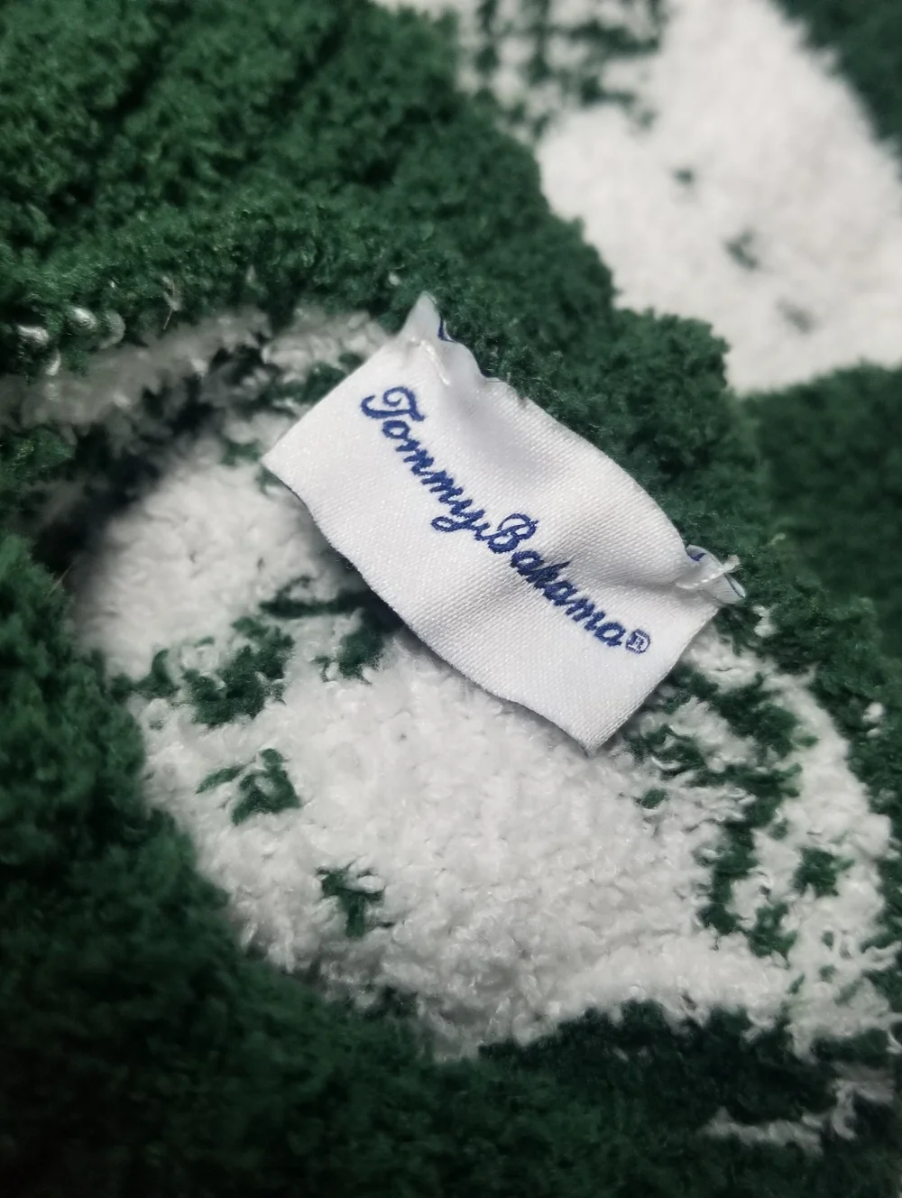 TOMMY BAHAMA DOG COZY GREEN AND WHITE KNIT NECK WARMER SWEATER SIZE SMALL